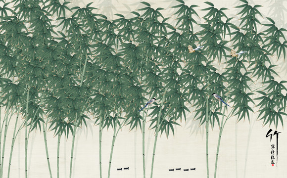 绿竹电视墙