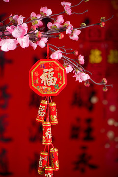 春节鞭炮装饰背景