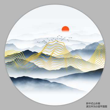 禅意线条山水画