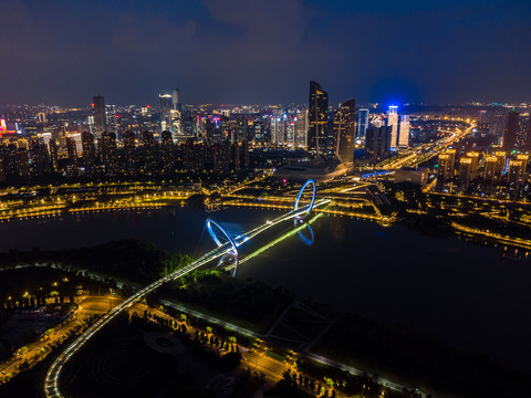 南京河西夜景航拍