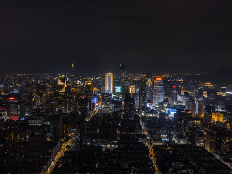 南京新街口夜景航拍