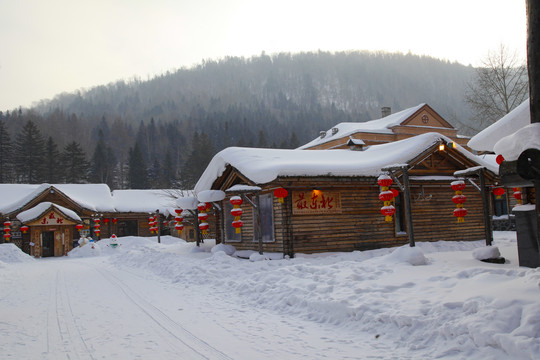 中国雪乡雪房子东北旅游雪景