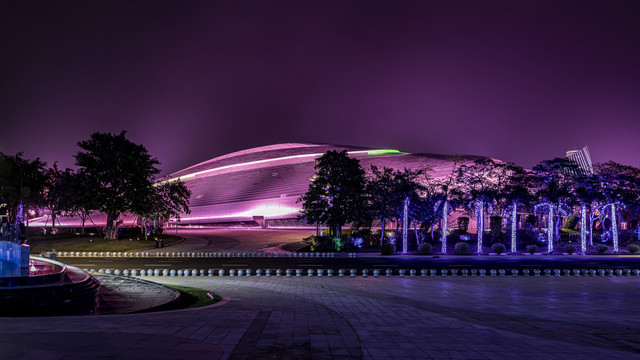 中国海南省海花岛夜景及灯光秀