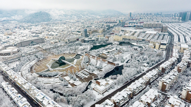 会泽古城航拍雪景