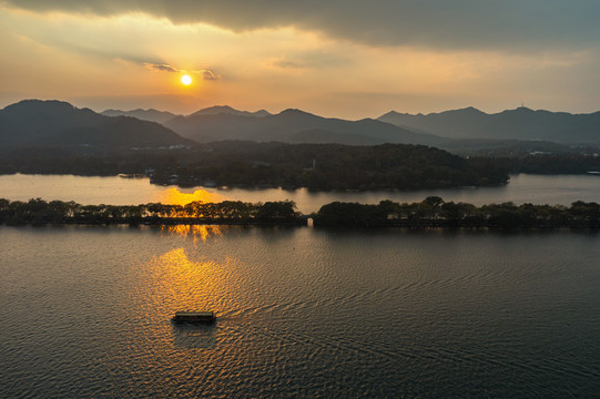 杭州西湖日落