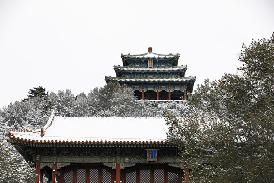 北京景山公园雪景