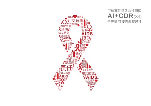 艾滋病日红丝带AIDS符号