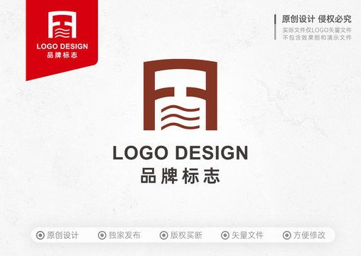 F字母水瓶标志LOGO