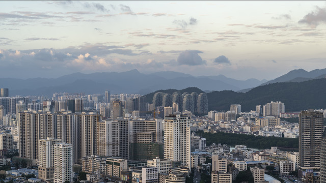 航拍三亚城市建筑景观