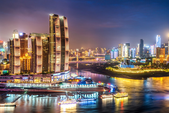 俯瞰重庆城市夜景