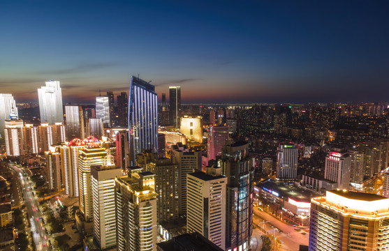 航拍青岛城市夜景