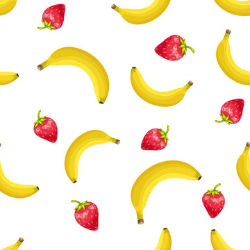鲜艳草莓香蕉背景