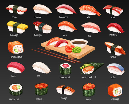 新鲜生鱼片握寿司插图