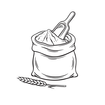 黑白小麦面粉手绘插图