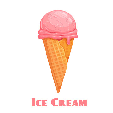 橘红色冰淇淋甜筒插图