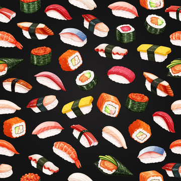 新鲜生鱼寿司插图背景
