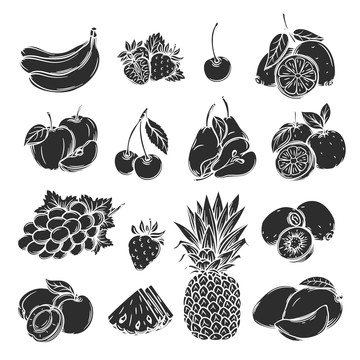 黑白手绘香甜水果插图