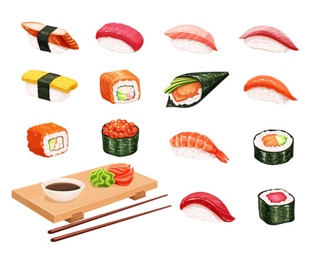 新鲜多种口味寿司插图