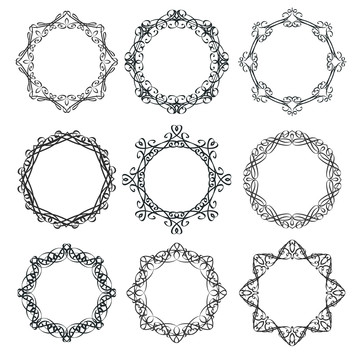 黑色精致花纹圆框元素