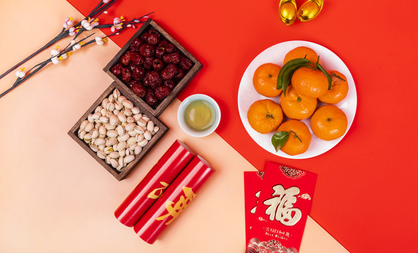 新年春节零食坚果摄影图