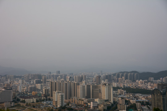 三亚鹿回头公园城市全景鸟瞰图