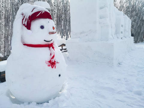 树林雪人雪娃娃