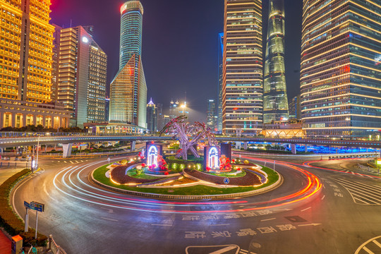 上海陆家嘴环岛夜景