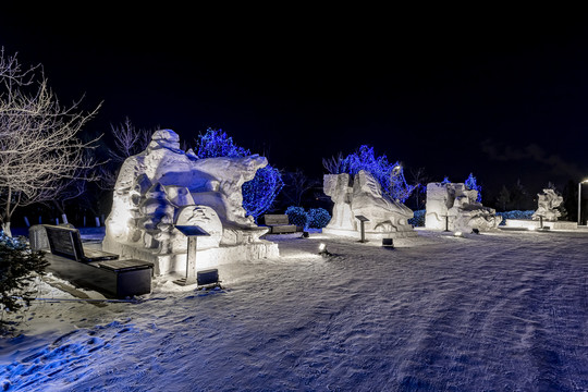 长春世界雕塑公园冰雪乐园夜景