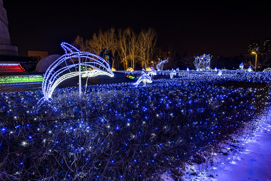 长春世界雕塑公园冰雪乐园夜景