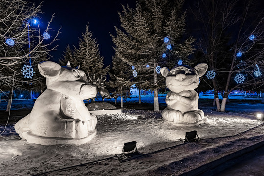 长春世界雕塑公园冰雪乐园夜景