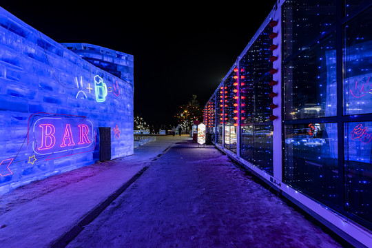 长春世界雕塑公园冰雪乐园夜景