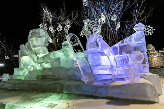 长春世界雕塑公园冰雪乐园夜景