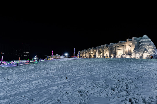 长春世界雕塑公园冰雪乐园夜景