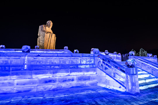 长春世界雕塑公园冰雪乐园夜景