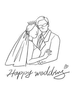 新郎新娘婚礼新人手绘简笔