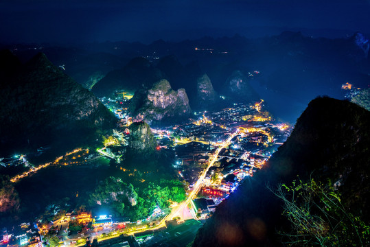 中国广西桂林阳朔夜景风光