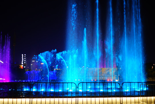 钱江新城喷泉夜景