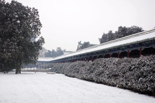 北京天坛长廊雪景