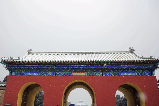 北京天坛成贞门雪景