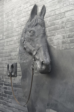 成都宽窄巷子拴马石马匹雕塑