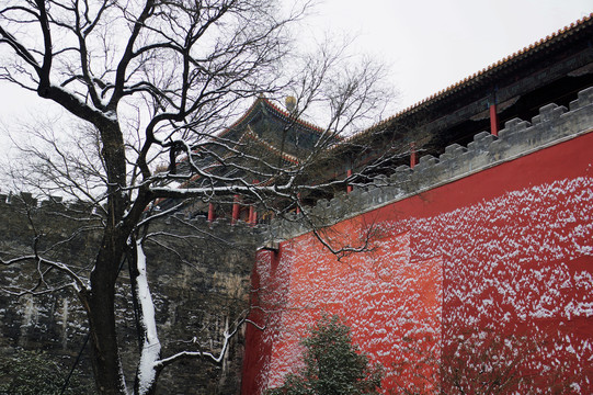 故宫红墙雪景