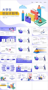 卡通大学生创业计划PPT模板