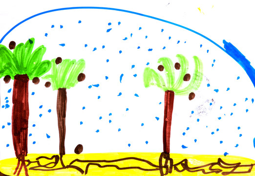 儿童绘画金沙椰树