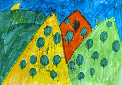 儿童绘画大山