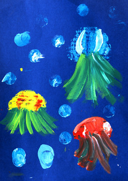 儿童绘画水母