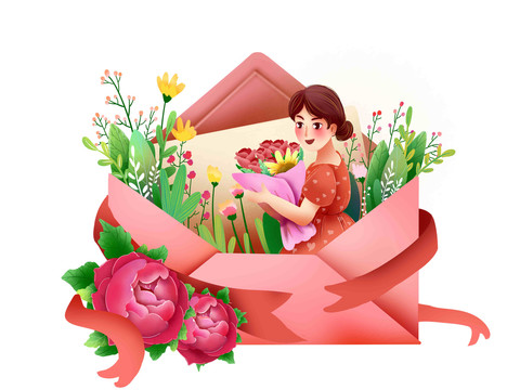 玫瑰信件花朵38妇女节女神节