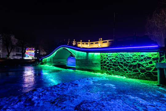 中国长春劳动公园冰雪乐园夜景
