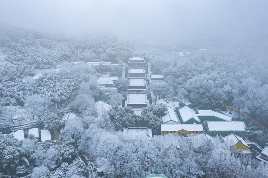 杭州西湖法喜寺雪景航拍