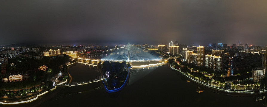 福建福州三县洲大桥夜景全景图