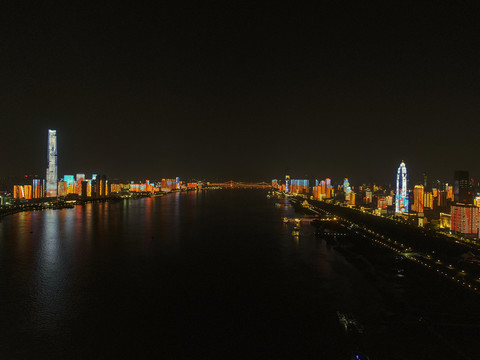 湖北武汉长江两岸夜景灯光